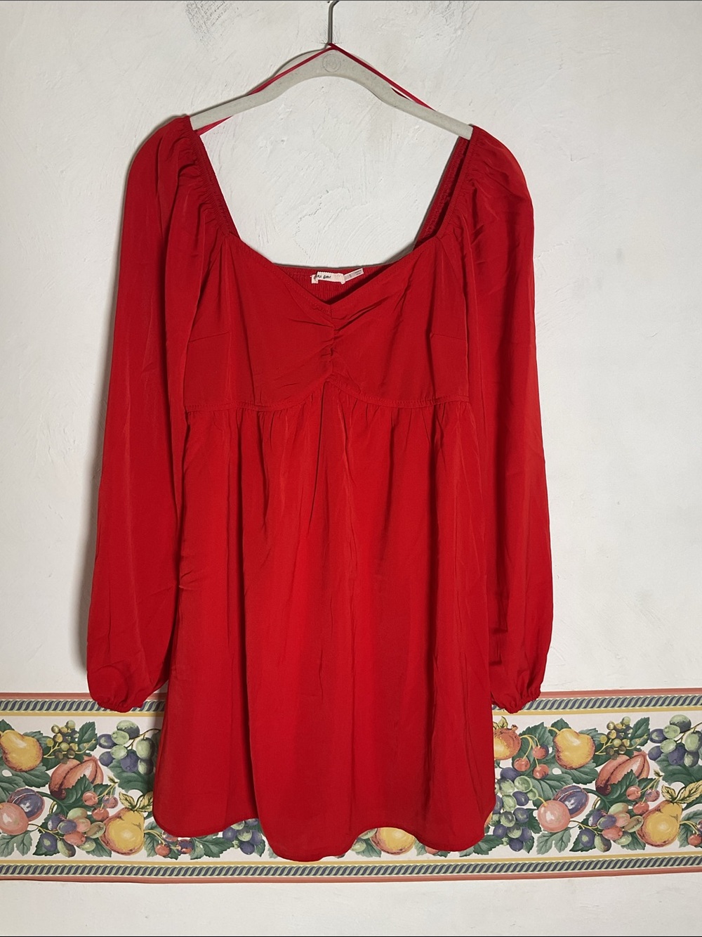 Mi Ami Red Sweetheart Long Sleeve Mini Dress Size S
